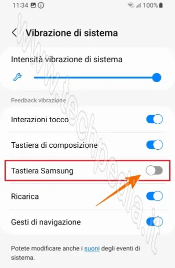 togliere vibrazione tastiera samsung 019