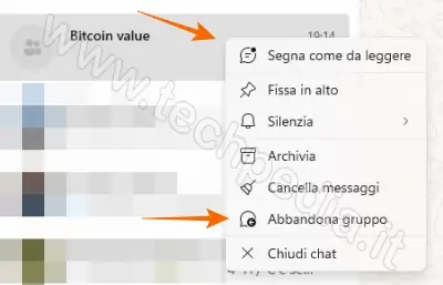 abbandona gruppo whatsapp aggiungere senza consenso 031