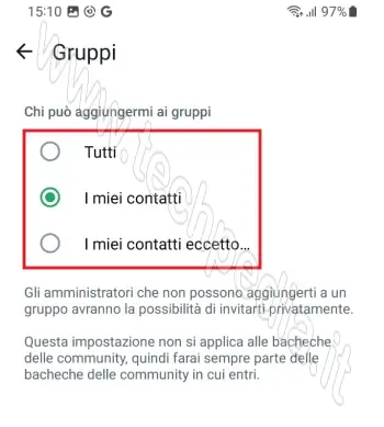 abbandona gruppo whatsapp aggiungere senza consenso 058